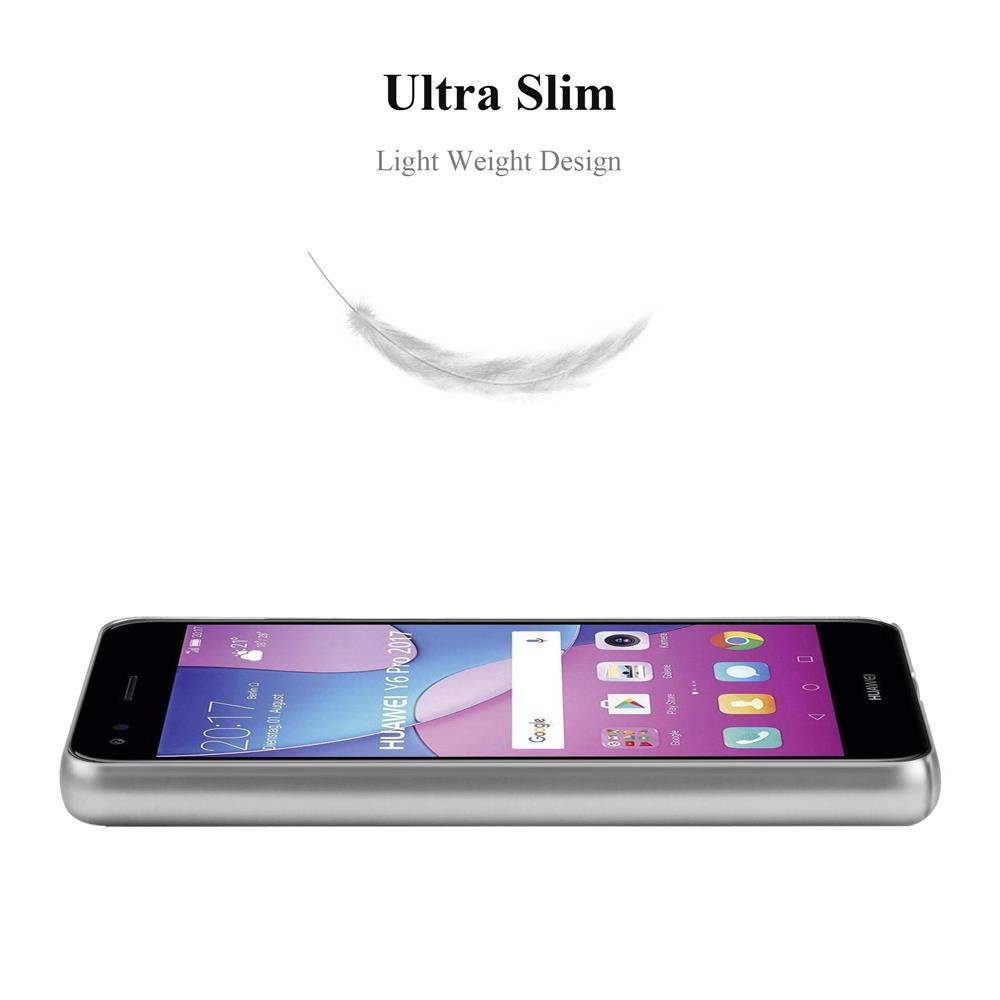 Cadorabo Hülle für Huawei Y6 PRO 2017 Schutzhülle in Silber Hard Case Handy Hülle Etui