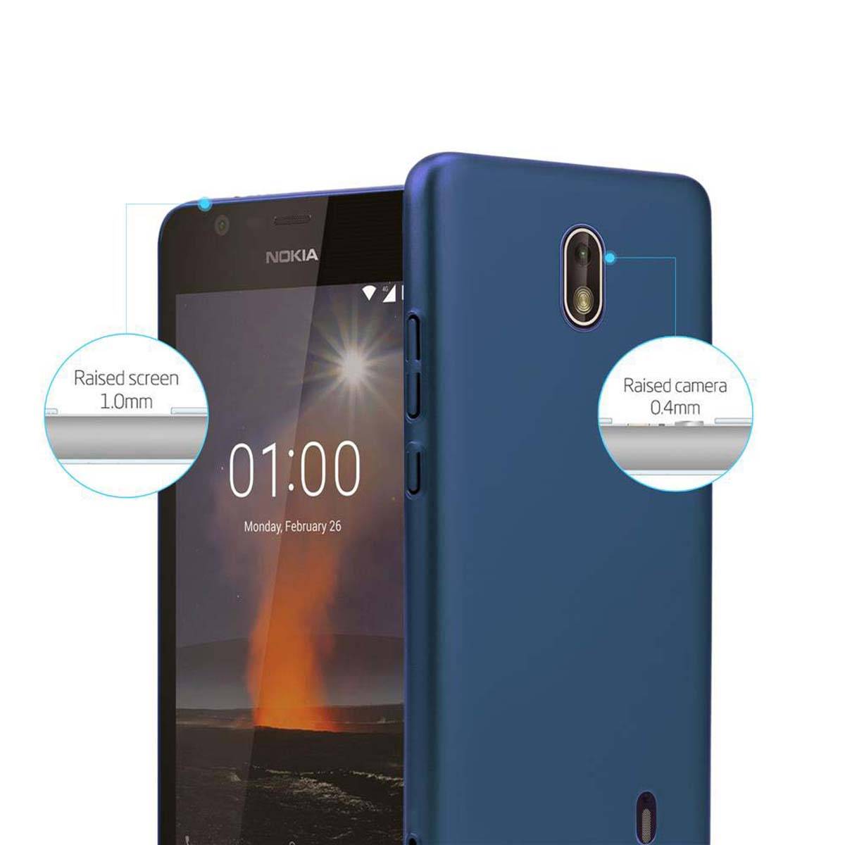 Cadorabo Hülle für Nokia 1 2018 Schutzhülle in Blau Hard Case Handy Hülle Etui