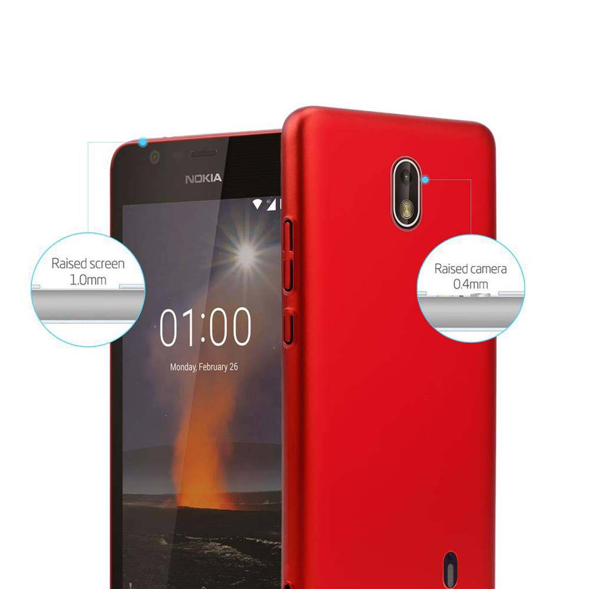 Cadorabo Hülle für Nokia 1 2018 Schutzhülle in Rot Hard Case Handy Hülle Etui