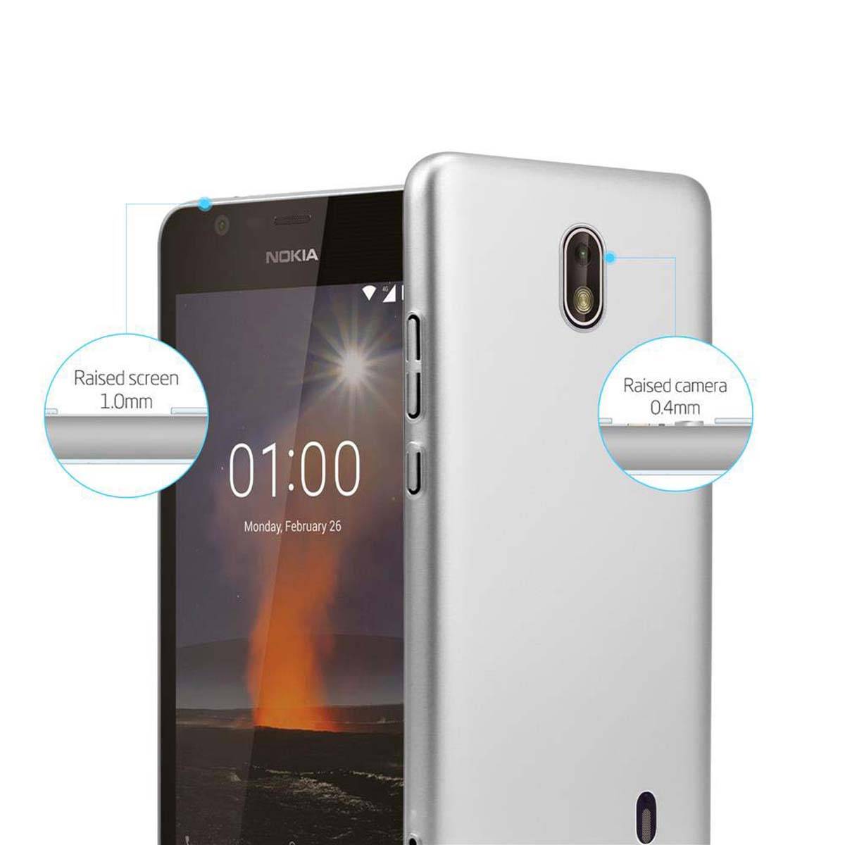 Cadorabo Hülle für Nokia 1 2018 Schutzhülle in Silber Hard Case Handy Hülle Etui