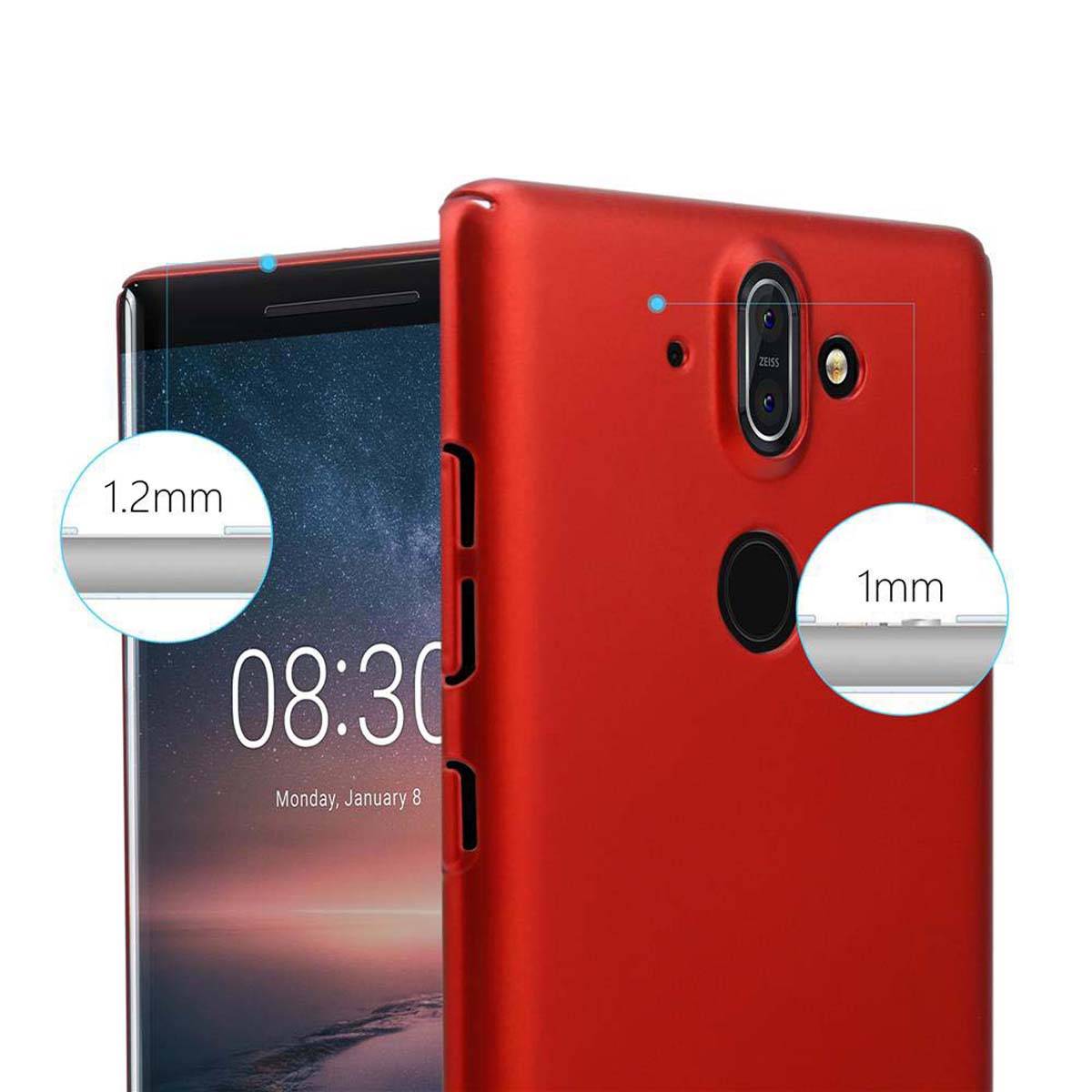 Cadorabo Hülle für Nokia 8 Sirocco Schutzhülle in Rot Hard Case Handy Hülle Etui