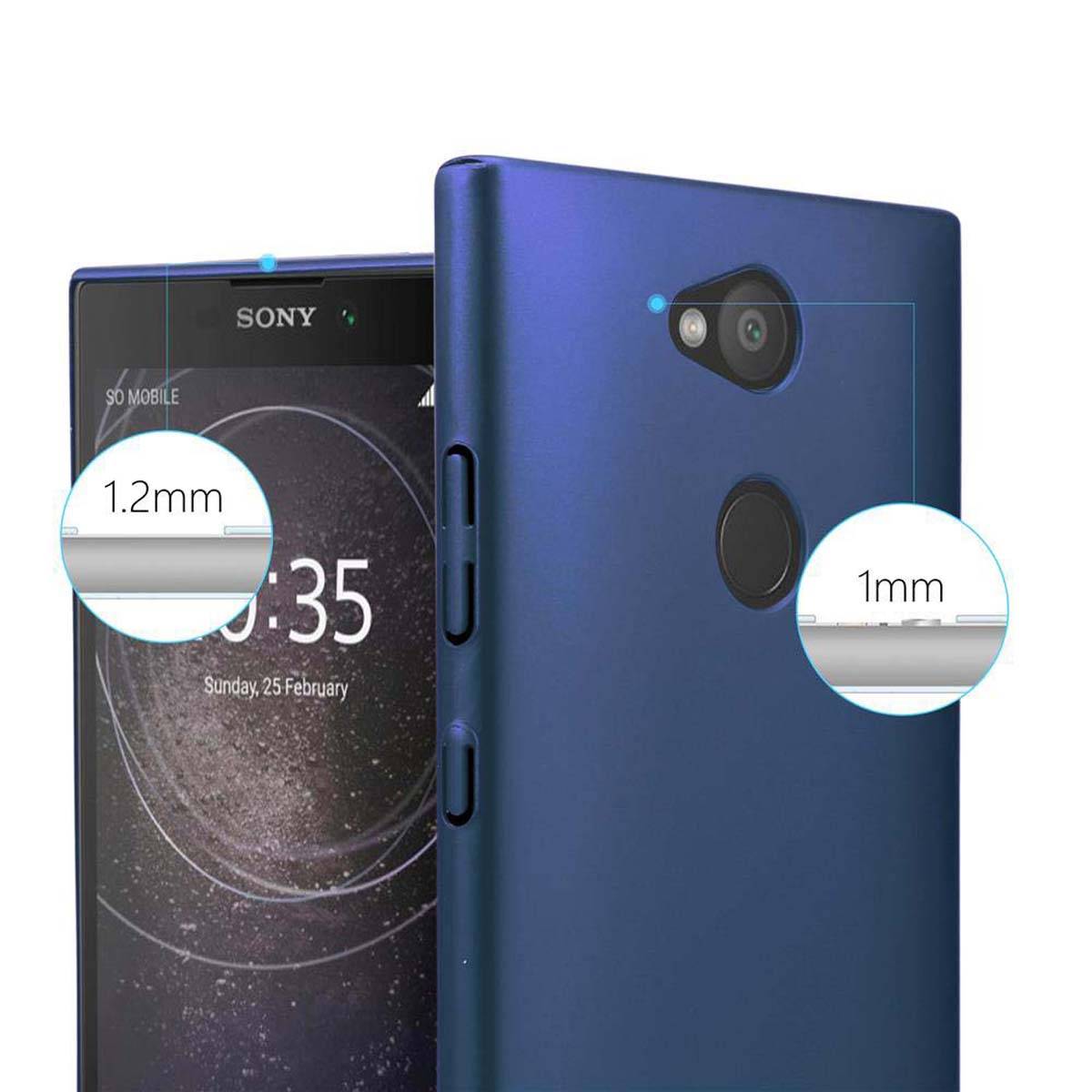 Cadorabo Hülle für Sony Xperia L2 Schutzhülle in Blau Hard Case Handy Hülle Etui