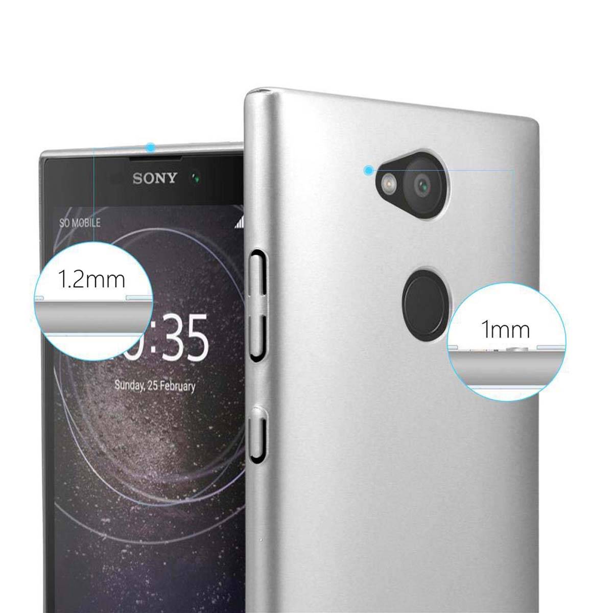 Cadorabo Hülle für Sony Xperia L2 Schutzhülle in Silber Hard Case Handy Hülle Etui