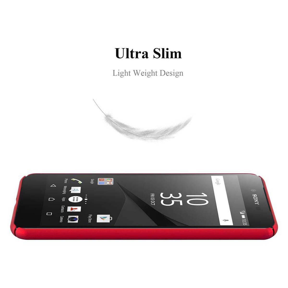 Cadorabo Hülle für Sony Xperia Z5 PREMIUM Schutzhülle in Rot Hard Case Handy Hülle Etui