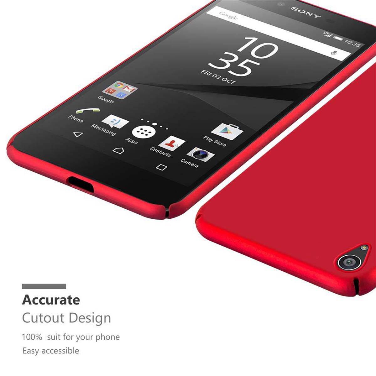 Cadorabo Hülle für Sony Xperia Z5 PREMIUM Schutzhülle in Rot Hard Case Handy Hülle Etui