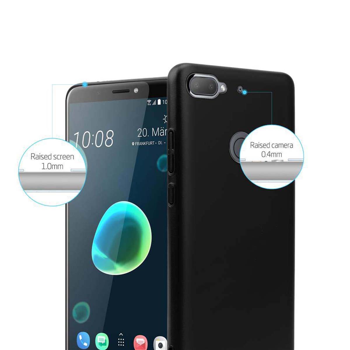Cadorabo Hülle für HTC Desire 12 PLUS Schutzhülle in Schwarz Hard Case Handy Hülle Etui