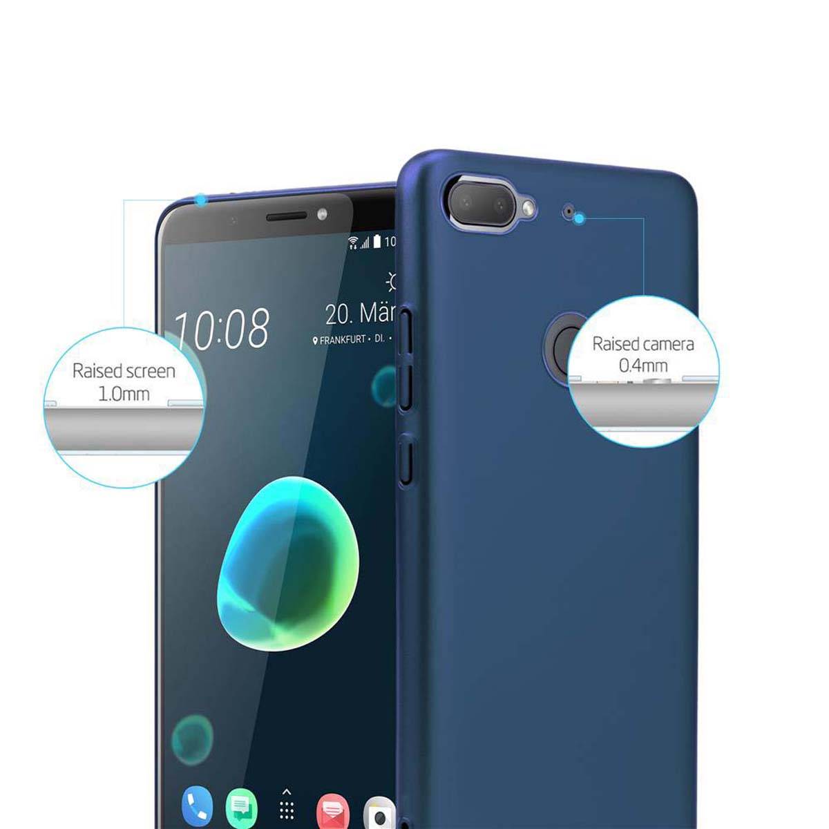 Cadorabo Hülle für HTC Desire 12 PLUS Schutzhülle in Blau Hard Case Handy Hülle Etui