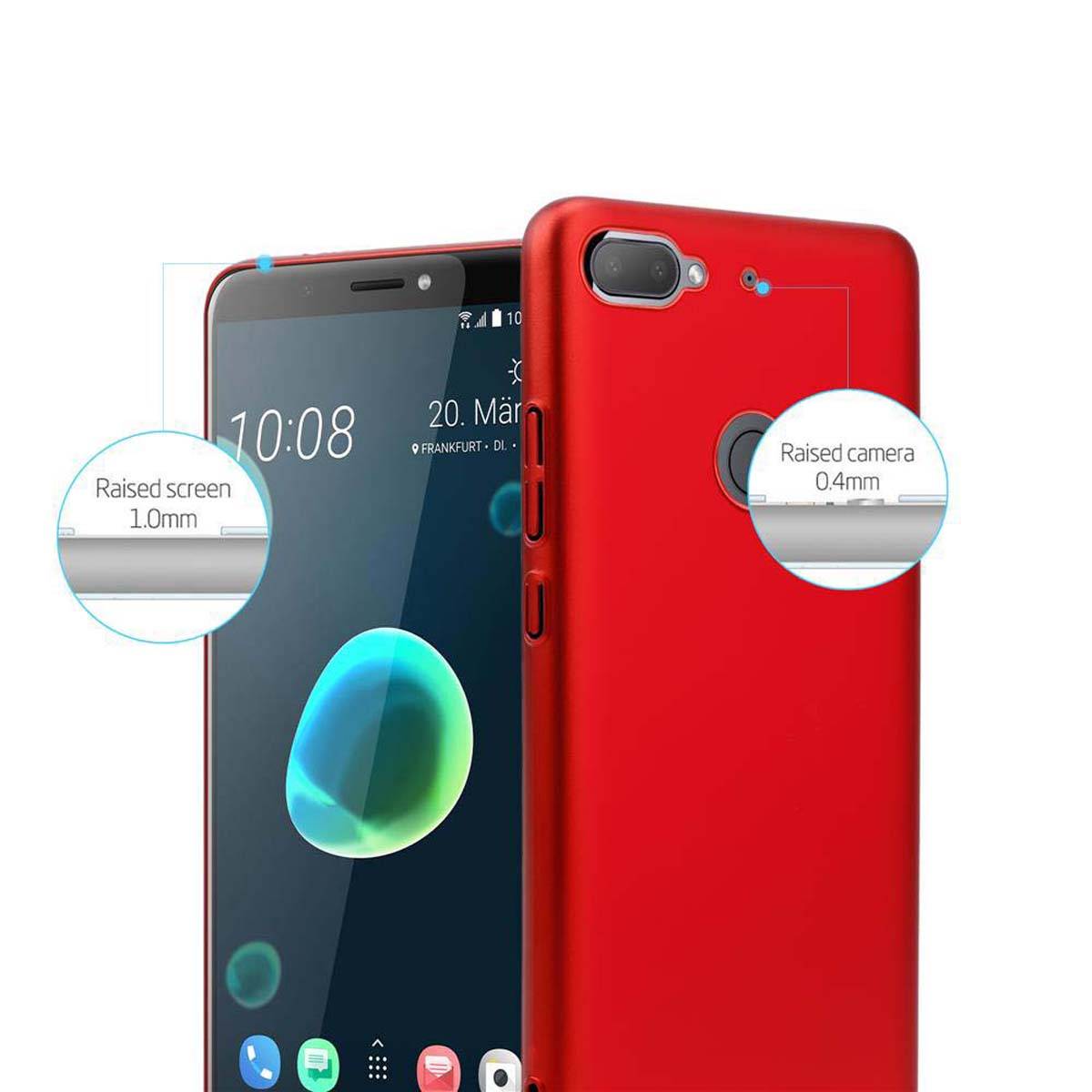 Cadorabo Hülle für HTC Desire 12 PLUS Schutzhülle in Rot Hard Case Handy Hülle Etui