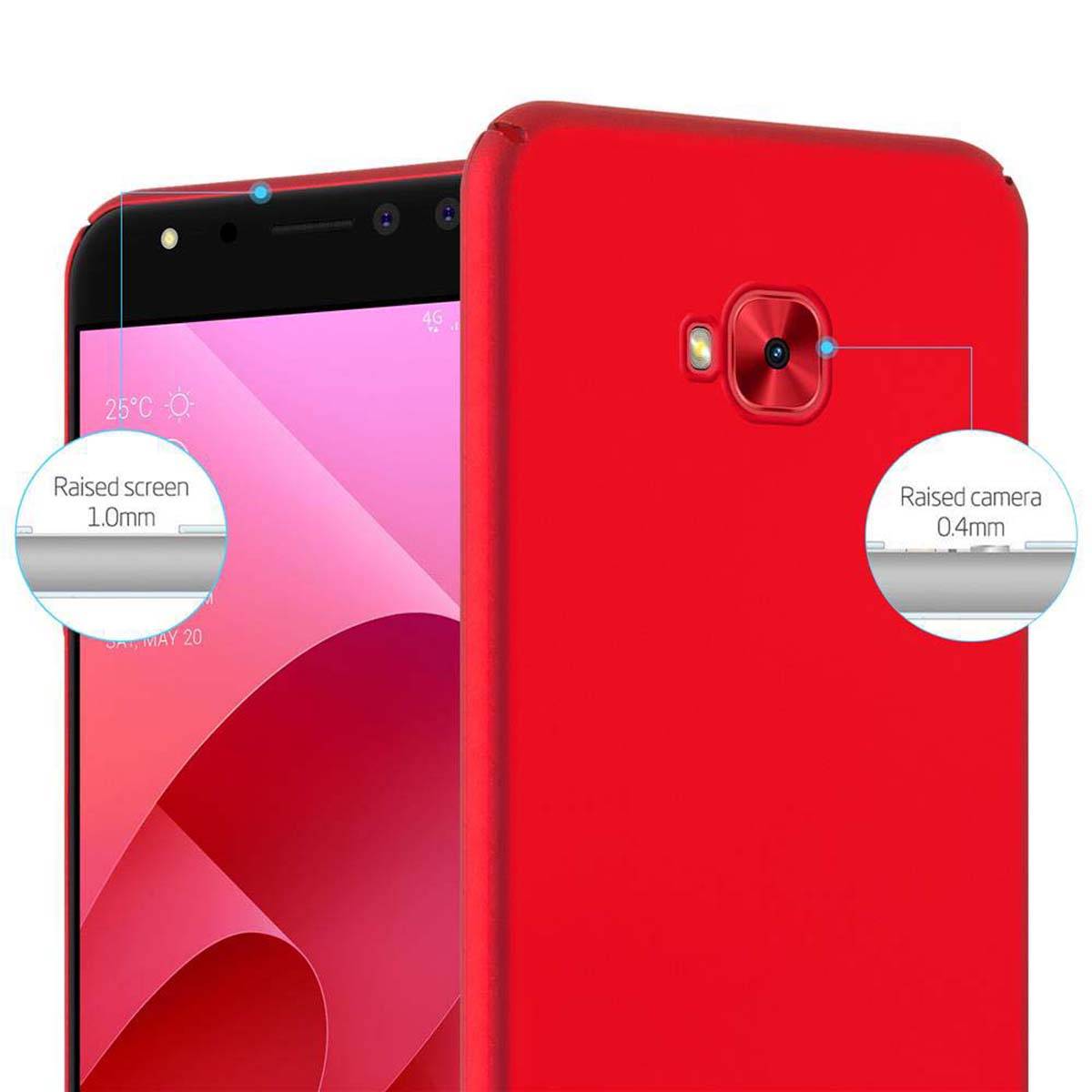Cadorabo Hülle für Asus ZenFone 4 Selfie PRO Schutzhülle in Rot Hard Case Handy Hülle Etui