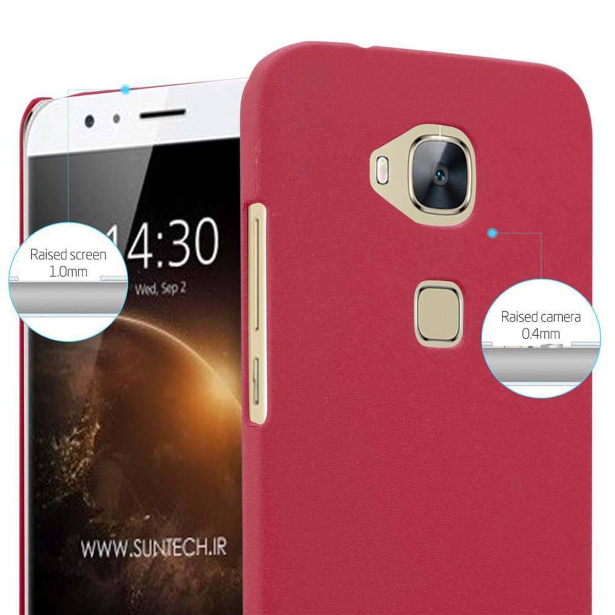 Cadorabo Schutzhülle für Huawei ASCEND G7 PLUS / G8 / GX8 Hülle in Rot Etui Hard Case Handyhülle Cover