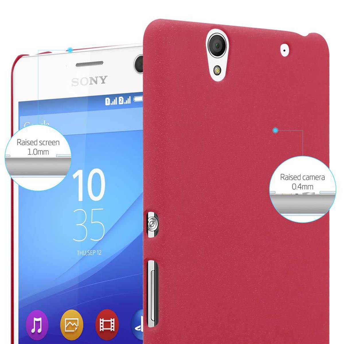 Cadorabo Schutzhülle für Sony Xperia C4 Hülle in Rot Etui Hard Case Handyhülle Cover