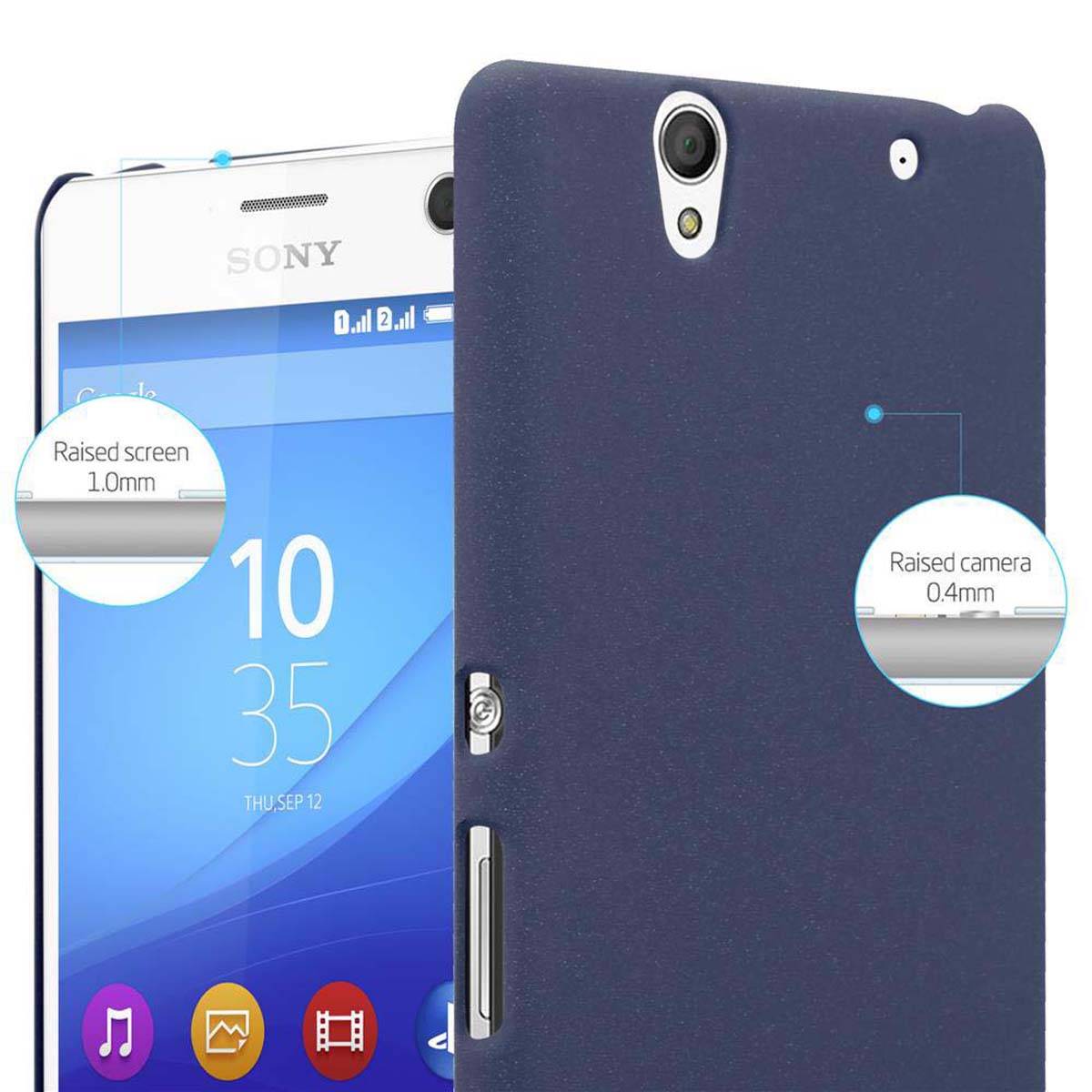Cadorabo Schutzhülle für Sony Xperia C4 Hülle in Blau Etui Hard Case Handyhülle Cover