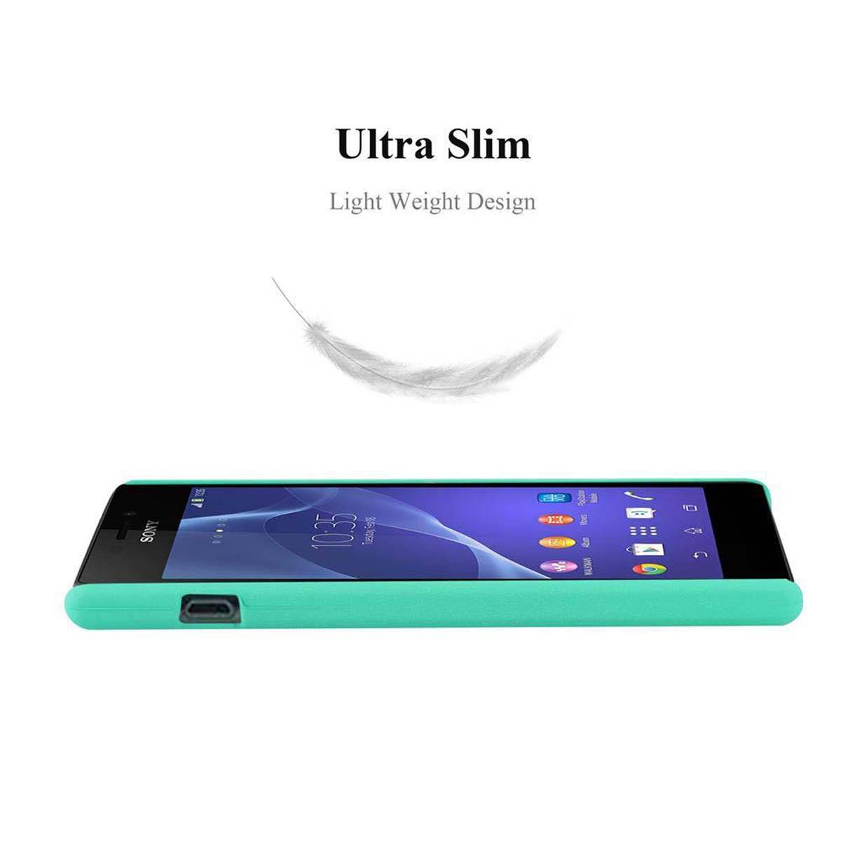 Cadorabo Schutzhülle für Sony Xperia M2 / M2 AQUA Hülle in Grün Etui Hard Case Handyhülle Cover