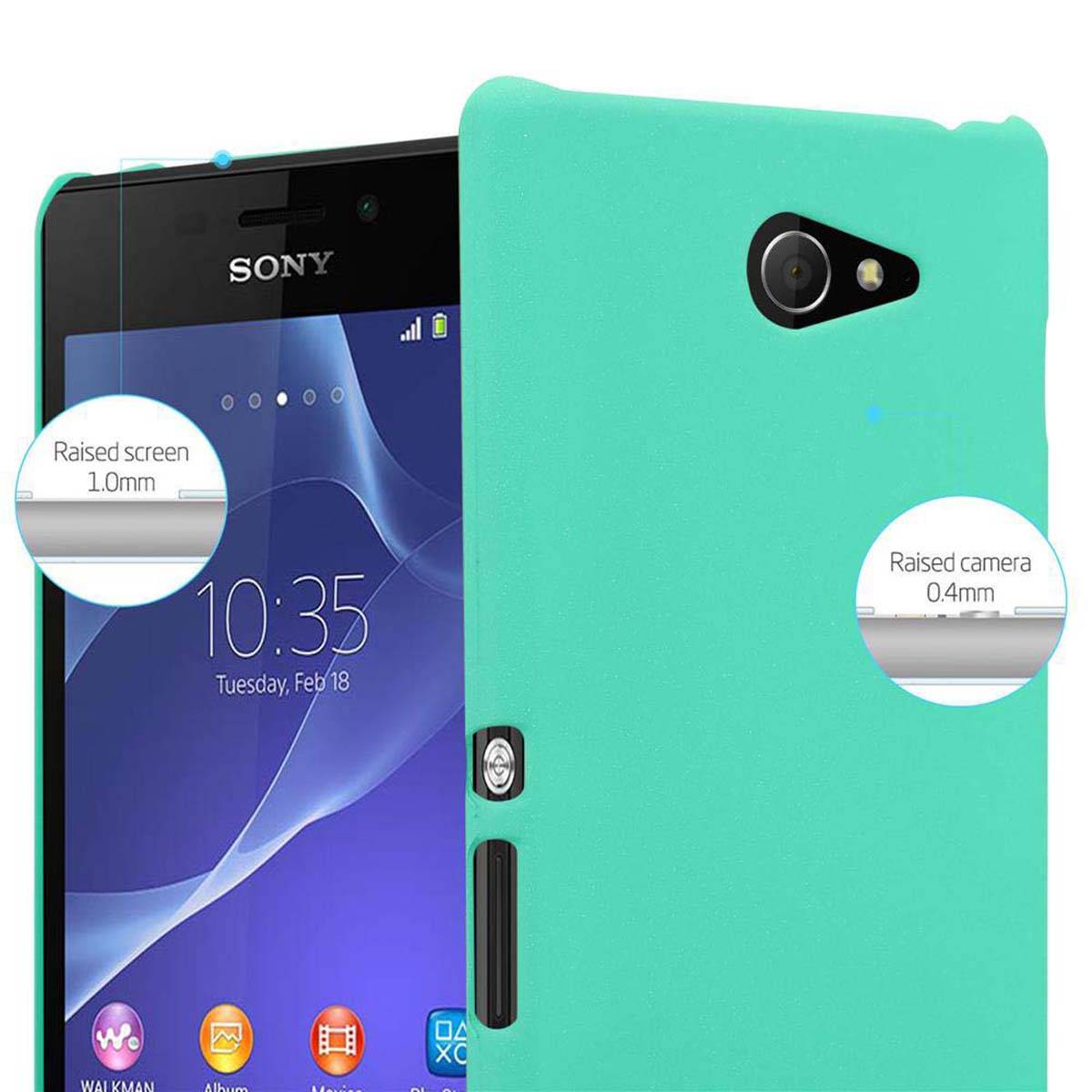 Cadorabo Schutzhülle für Sony Xperia M2 / M2 AQUA Hülle in Grün Etui Hard Case Handyhülle Cover