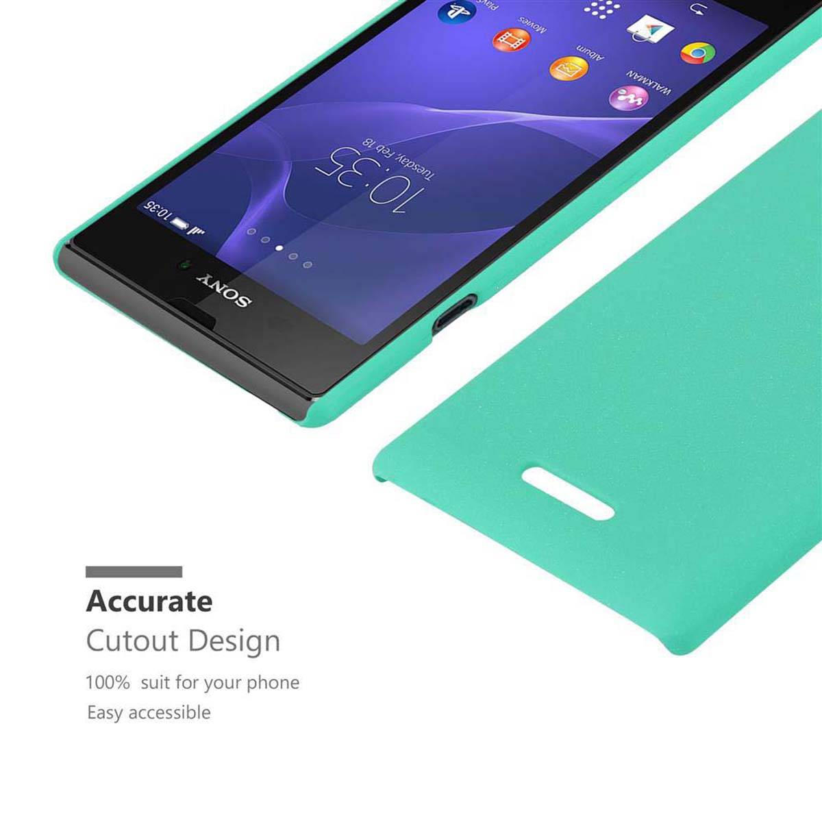 Cadorabo Schutzhülle für Sony Xperia T3 Hülle in Grün Etui Hard Case Handyhülle Cover