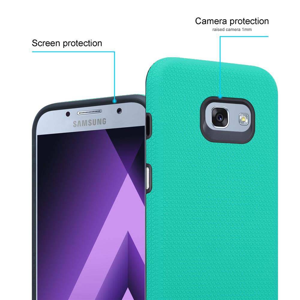 Cadorabo Schutzhülle für Samsung Galaxy A3 2017 Hülle in Türkis Outdoor Etui Hybrid Handyhülle extra Grip Anti Rutsch