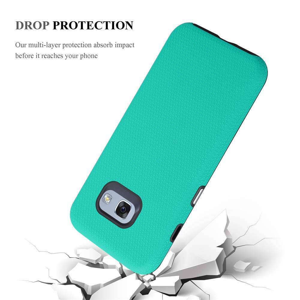Cadorabo Schutzhülle für Samsung Galaxy A3 2017 Hülle in Türkis Outdoor Etui Hybrid Handyhülle extra Grip Anti Rutsch