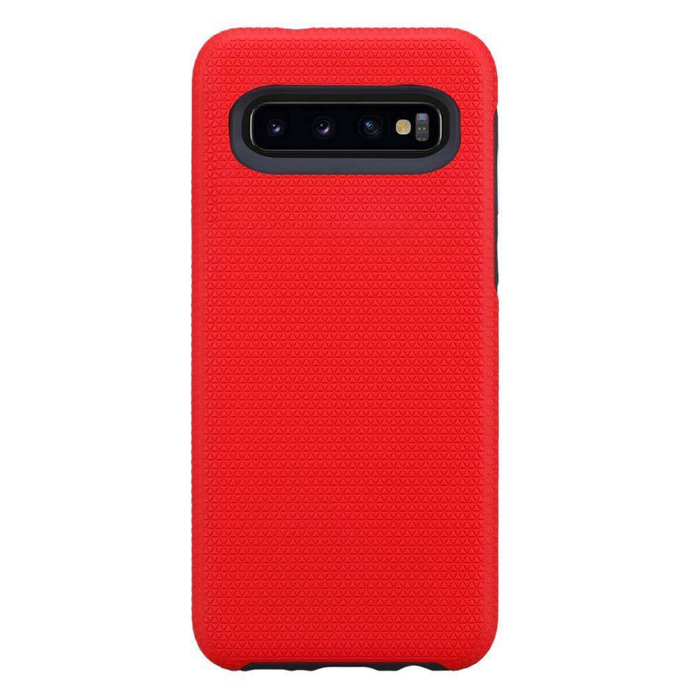 Cadorabo Schutzhülle für Samsung Galaxy S10 PLUS Hülle in Rot Outdoor Etui Hybrid Handyhülle extra Grip Anti Rutsch