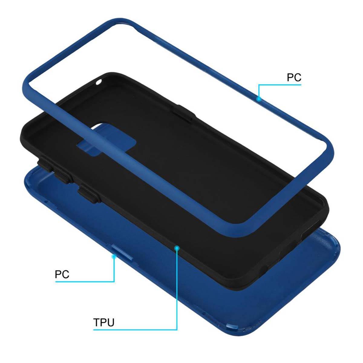 Cadorabo Hülle für Samsung Galaxy S9 PLUS Schutz Hülle in Blau Hybrid Handyhülle Etui TPU Silikon Cover
