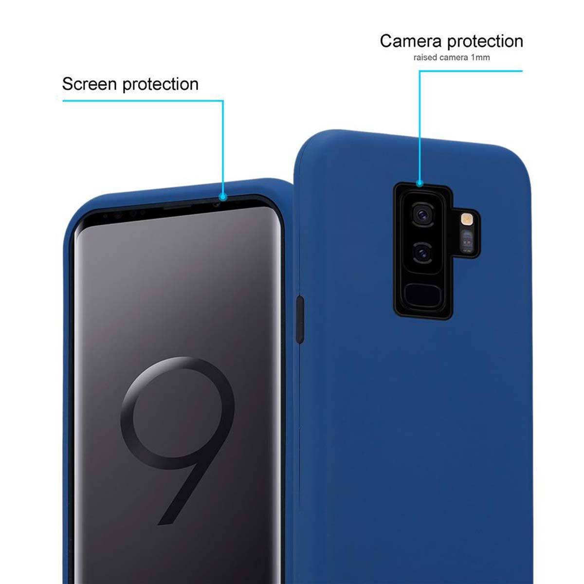 Cadorabo Hülle für Samsung Galaxy S9 PLUS Schutz Hülle in Blau Hybrid Handyhülle Etui TPU Silikon Cover