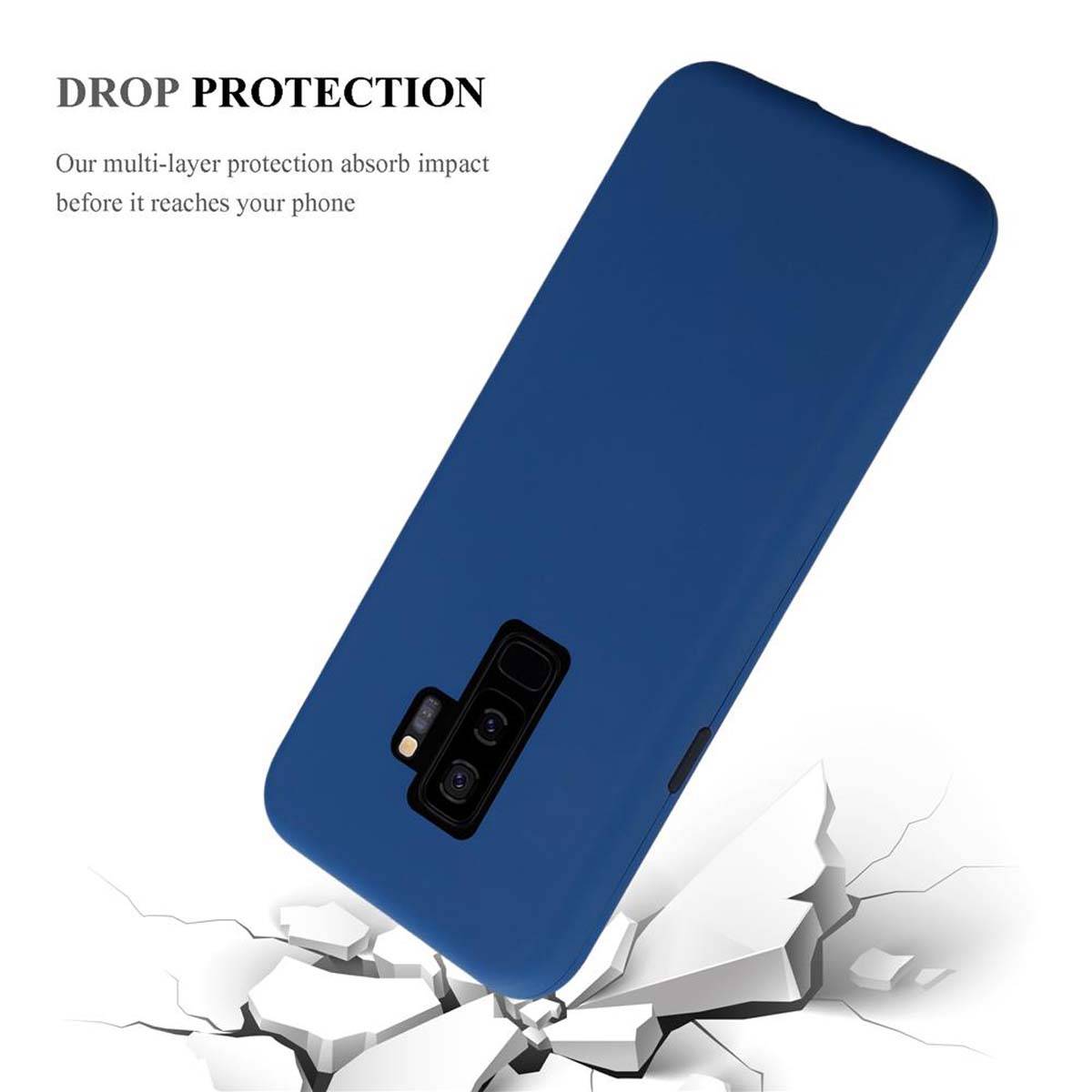 Cadorabo Hülle für Samsung Galaxy S9 PLUS Schutz Hülle in Blau Hybrid Handyhülle Etui TPU Silikon Cover