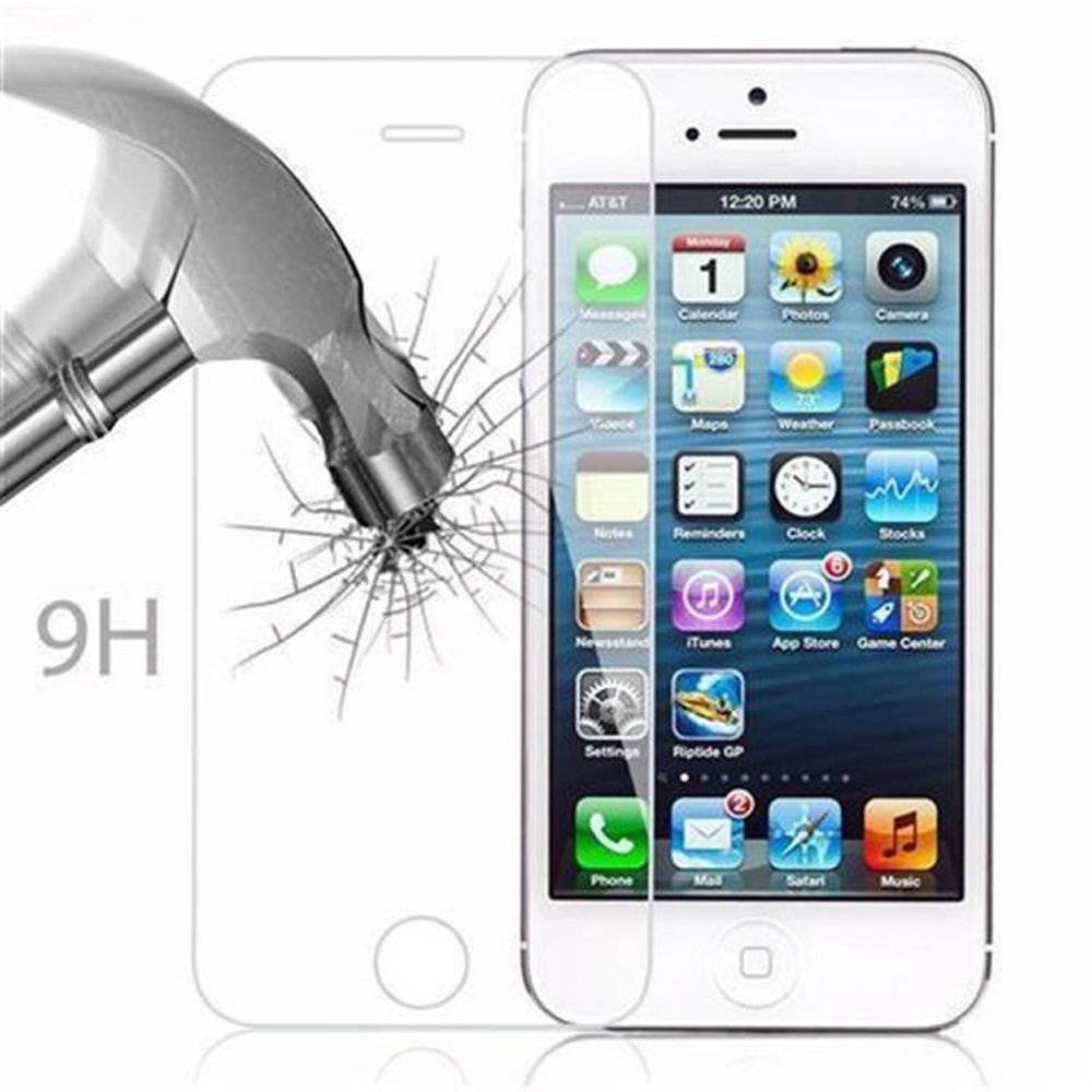 Cadorabo Panzer Folie für Apple iPhone 5 / 5S / SE - Schutzfolie in KRISTALL KLAR - Gehärtetes (Tempered) Display-Schutzglas in 9H Härte mit 3D Tou