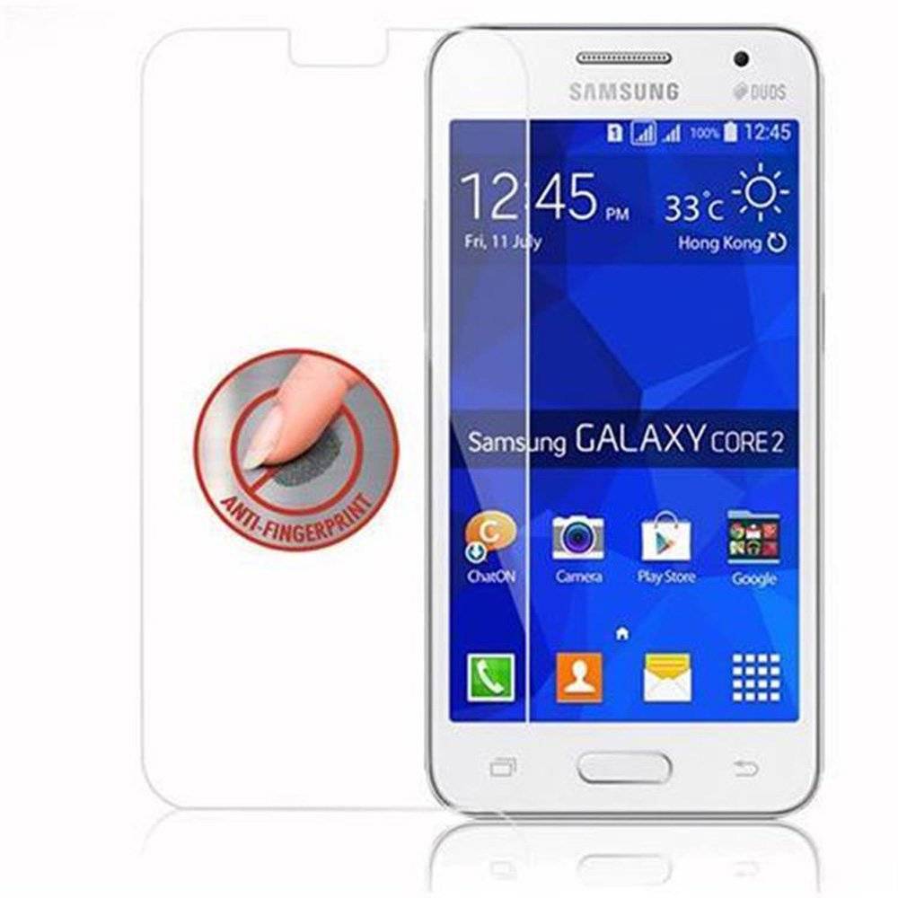 Cadorabo Panzer Folie für Samsung Galaxy CORE 2 - Schutzfolie in KRISTALL KLAR - Gehärtetes (Tempered) Display-Schutzglas in 9H Härte mit 3D Touch