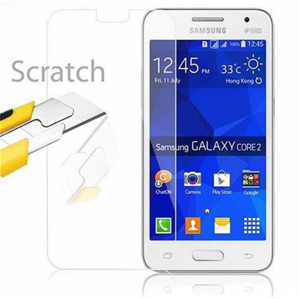 Cadorabo Panzer Folie für Samsung Galaxy CORE 2 - Schutzfolie in KRISTALL KLAR - Gehärtetes (Tempered) Display-Schutzglas in 9H Härte mit 3D Touch
