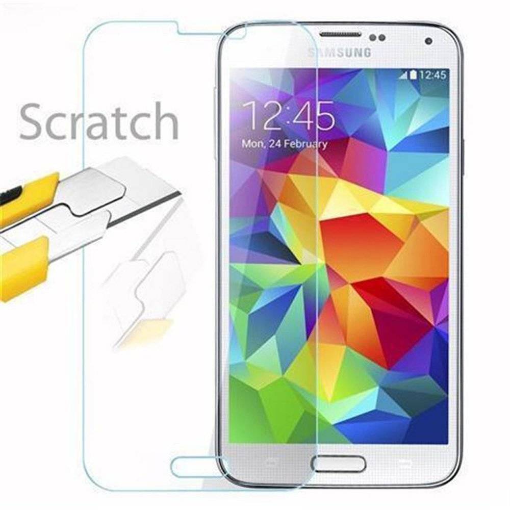 Cadorabo Panzer Folie für Samsung Galaxy S5 / S5 NEO / S5 LTE+ - Schutzfolie in KRISTALL KLAR - Gehärtetes (Tempered) Display-Schutzglas in 9H Härt