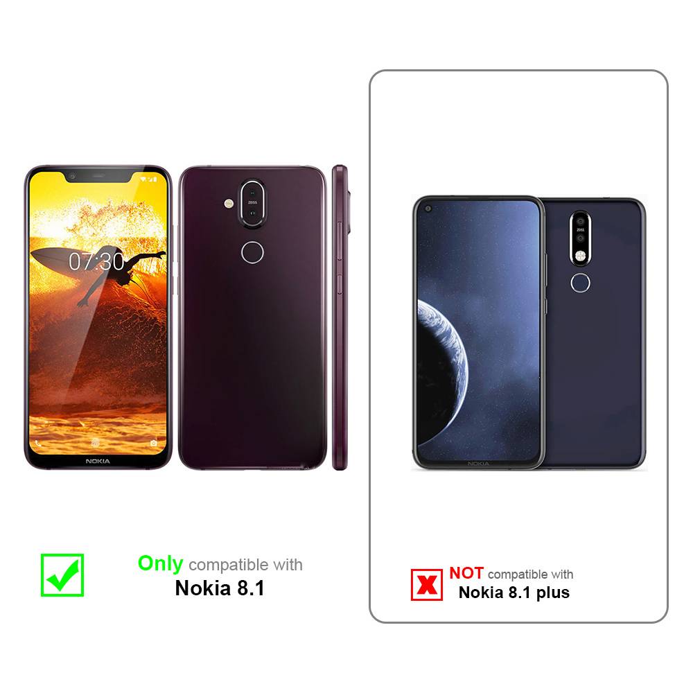 Cadorabo Panzer Folie für Nokia 8.1 2019 Schutzfolie in Transparent Gehärtetes Tempered Display-Schutzglas