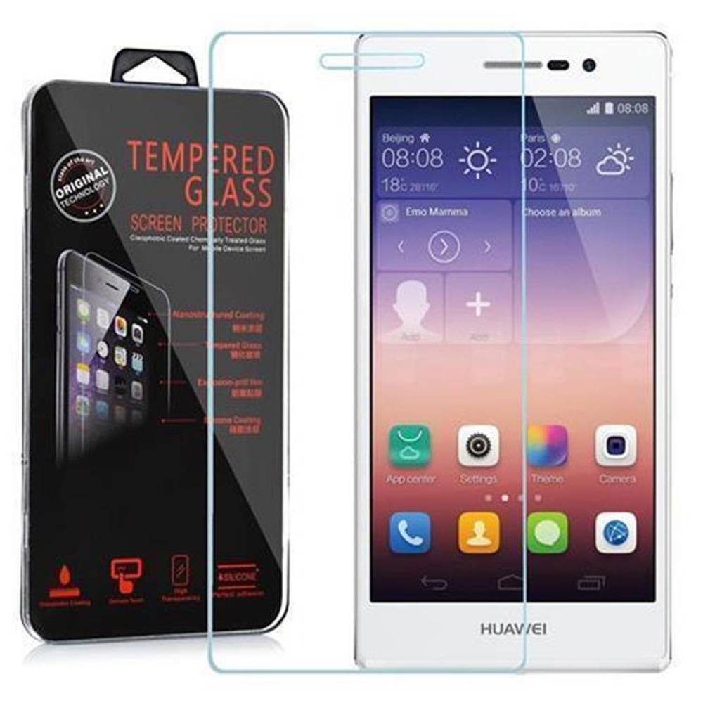 Cadorabo Panzer Folie für Huawei P7 Schutzfolie in Transparent Gehärtetes Tempered Display-Schutzglas