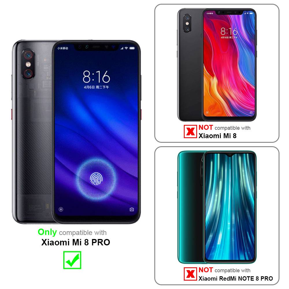 Cadorabo Panzer Folie für Xiaomi Mi 8 PRO Schutzfolie in Transparent Gehärtetes Tempered Display-Schutzglas