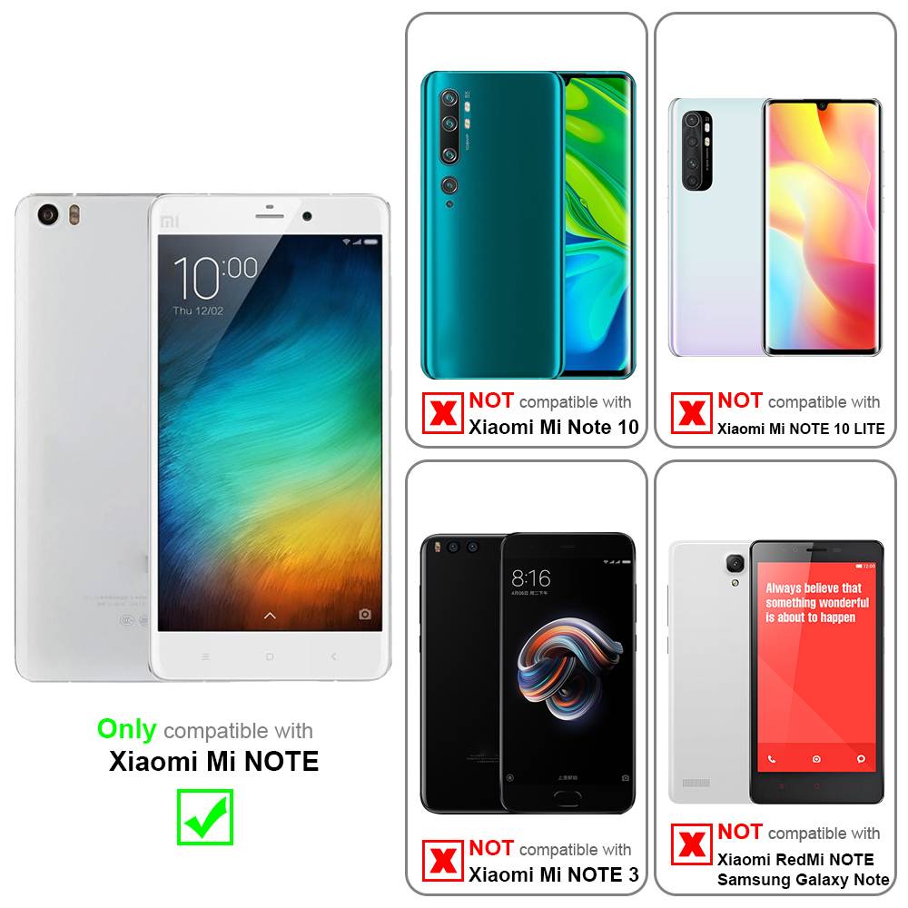 Cadorabo Panzer Folie für Xiaomi Note Schutzfolie in Transparent Gehärtetes Tempered Display-Schutzglas