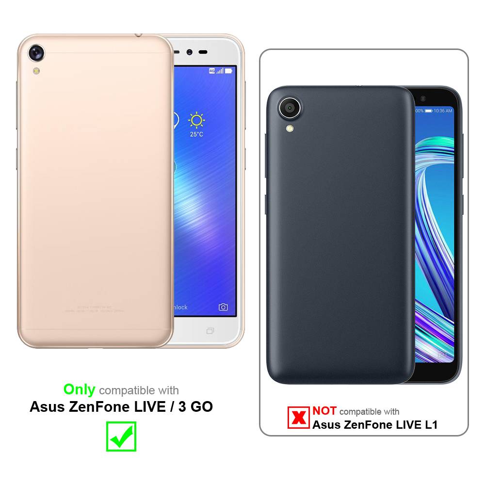 Cadorabo 3x Panzer Folie für Asus ZenFone Live Schutzfolie in Transparent Folie Tempered Display-Schutzglas