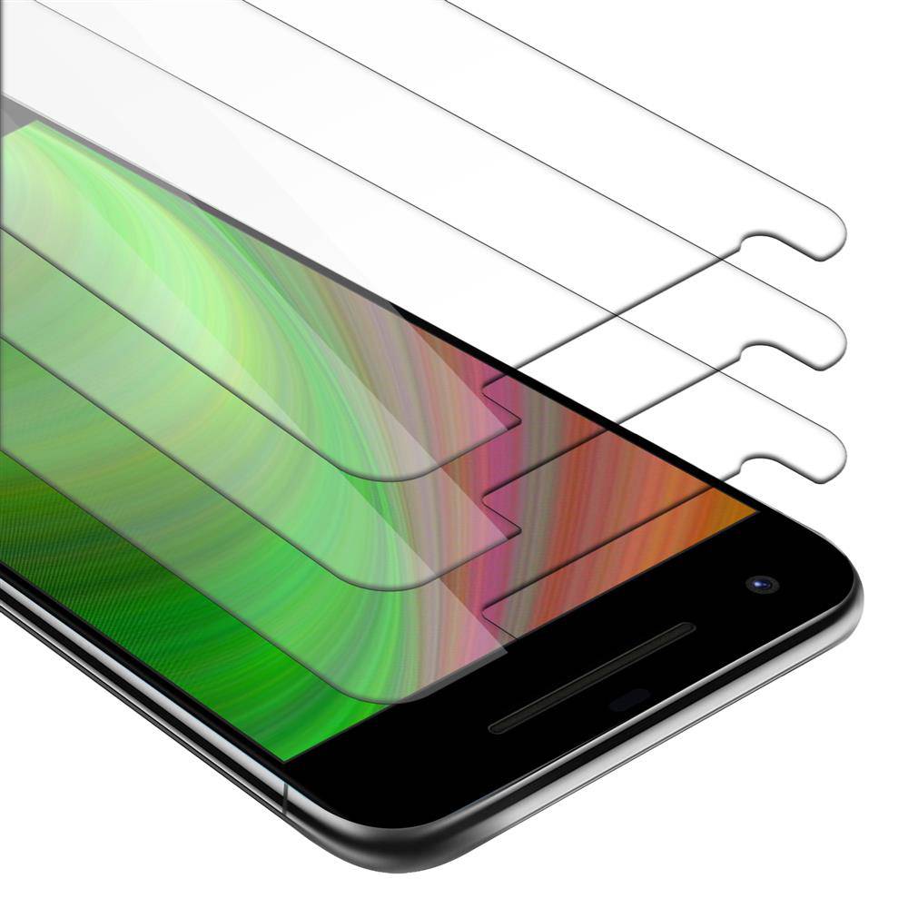 Cadorabo 3x Panzer Folie für Google Pixel 2 Schutzfolie in Transparent Folie Tempered Display-Schutzglas