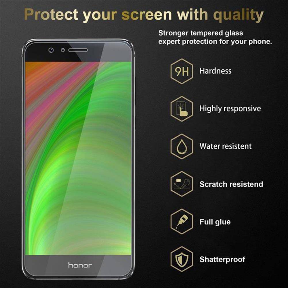 Cadorabo 3x Panzer Folie für Honor 8 Schutzfolie in Transparent Folie Tempered Display-Schutzglas