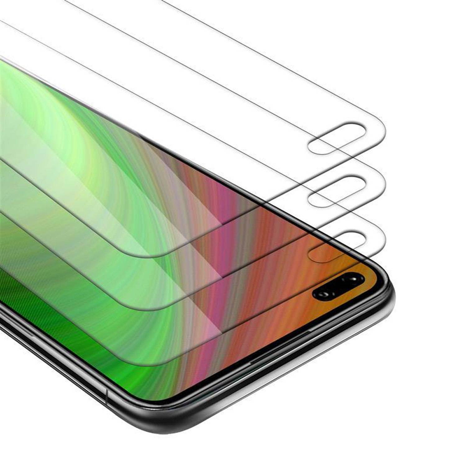 Cadorabo 3x Panzer Folie für Honor view 30 pro Schutzfolie in Weiß Folie Tempered Display-Schutzglas