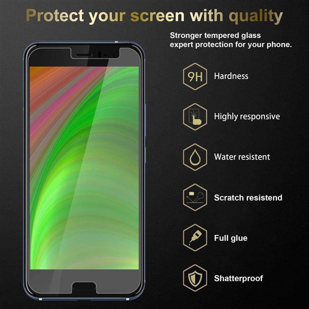 Cadorabo 3x Panzer Folie für HTC U11 Schutzfolie in Transparent Folie Tempered Display-Schutzglas