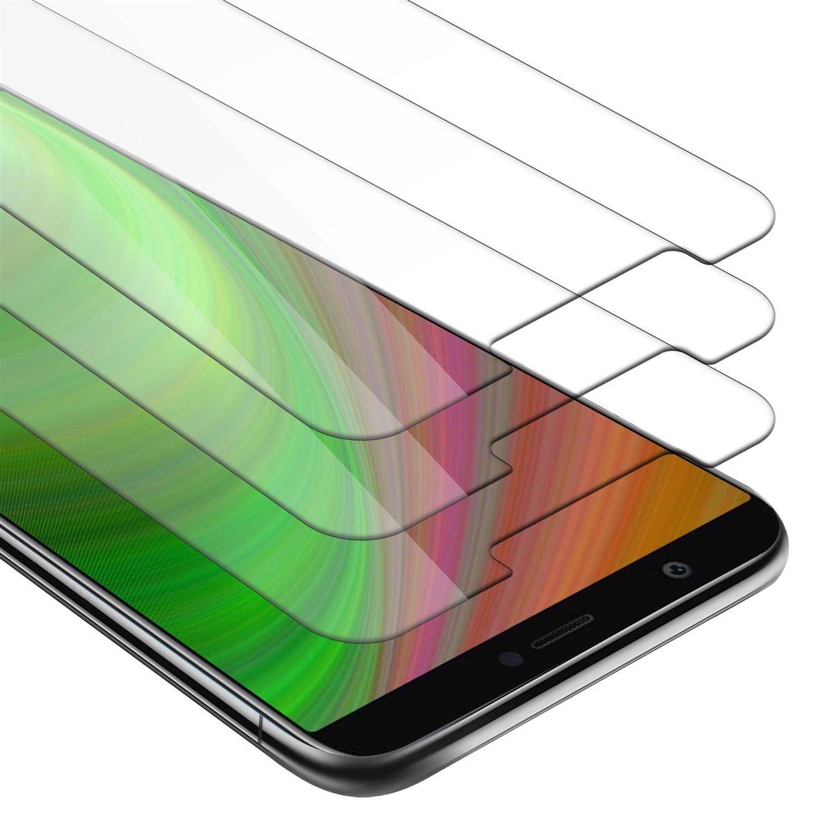 Cadorabo 3x Panzer Folie für Huawei Enjoy 7S Schutzfolie in Transparent Folie Tempered Display-Schutzglas