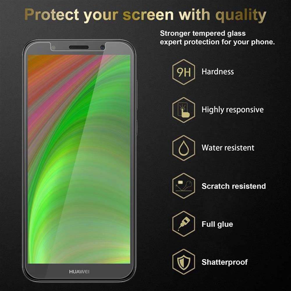 Cadorabo 3x Panzer Folie für Huawei Y5 2018 Schutzfolie in Transparent Folie Tempered Display-Schutzglas