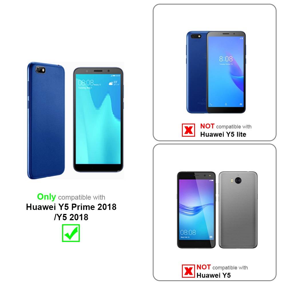 Cadorabo 3x Panzer Folie für Huawei Y5 2018 Schutzfolie in Transparent Folie Tempered Display-Schutzglas