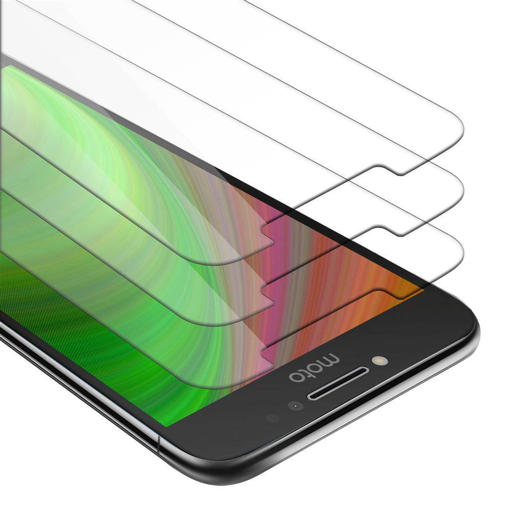 Cadorabo 3x Panzer Folie für Motorola MOTO E4 PLUS Schutzfolie in Transparent Folie Tempered Display-Schutzglas