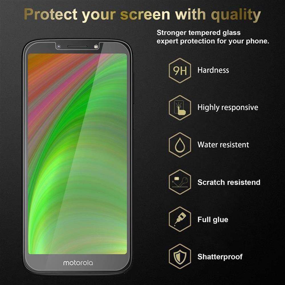 Cadorabo 3x Panzer Folie für Motorola MOTO E5 PLAY Schutzfolie in Transparent Folie Tempered Display-Schutzglas