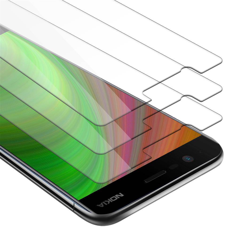 Cadorabo 3x Panzer Folie für Nokia 3 2017 Schutzfolie in Transparent Folie Tempered Display-Schutzglas