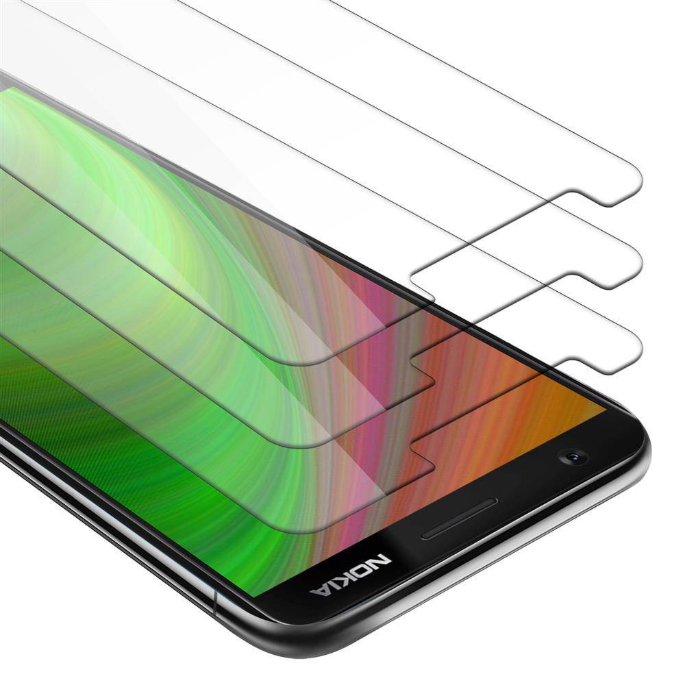 Cadorabo 3x Panzer Folie für Nokia 3.1 2018 Schutzfolie in Transparent Folie Tempered Display-Schutzglas