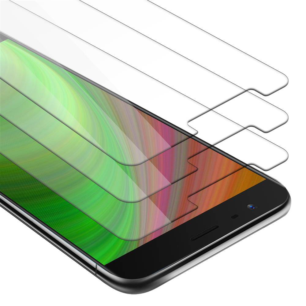 Cadorabo 3x Panzer Folie für OnePlus 3 Schutzfolie in Transparent Folie Tempered Display-Schutzglas