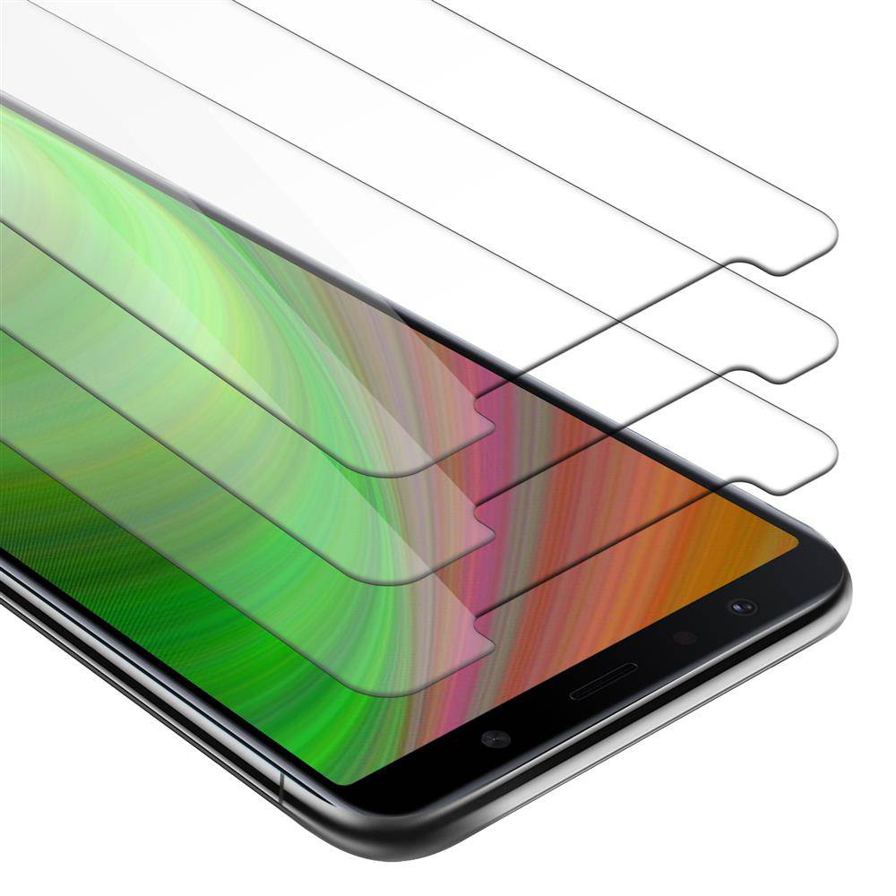 Cadorabo 3x Panzer Folie für Samsung Galaxy A7 2018 Schutzfolie in Transparent Folie Tempered Display-Schutzglas