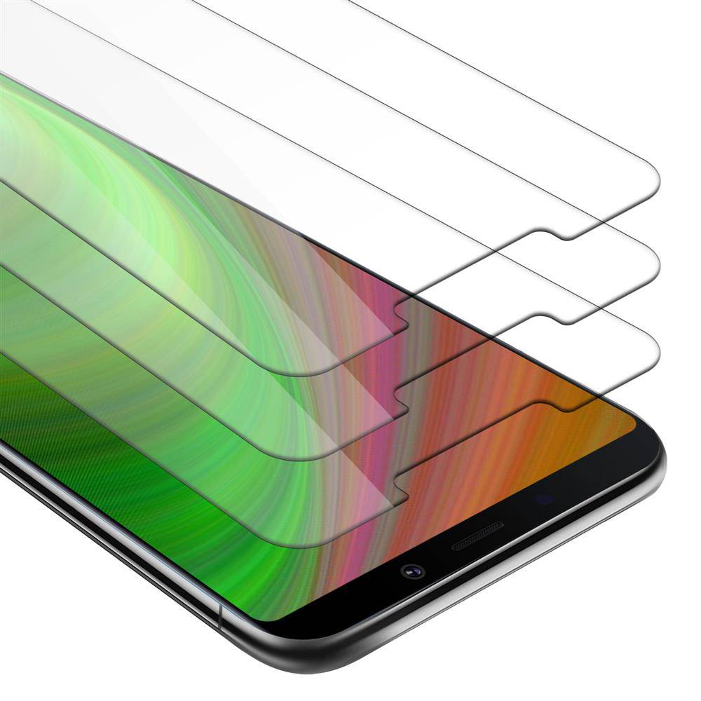 Cadorabo 3x Panzer Folie für Samsung Galaxy A9 2018 Schutzfolie in Transparent Folie Tempered Display-Schutzglas