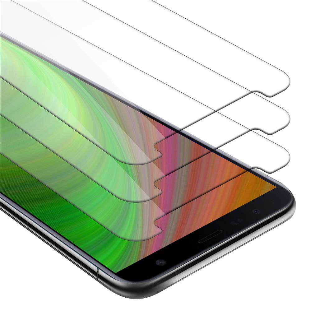 Cadorabo 3x Panzer Folie für Samsung Galaxy J4 PLUS Schutzfolie in Transparent Folie Tempered Display-Schutzglas