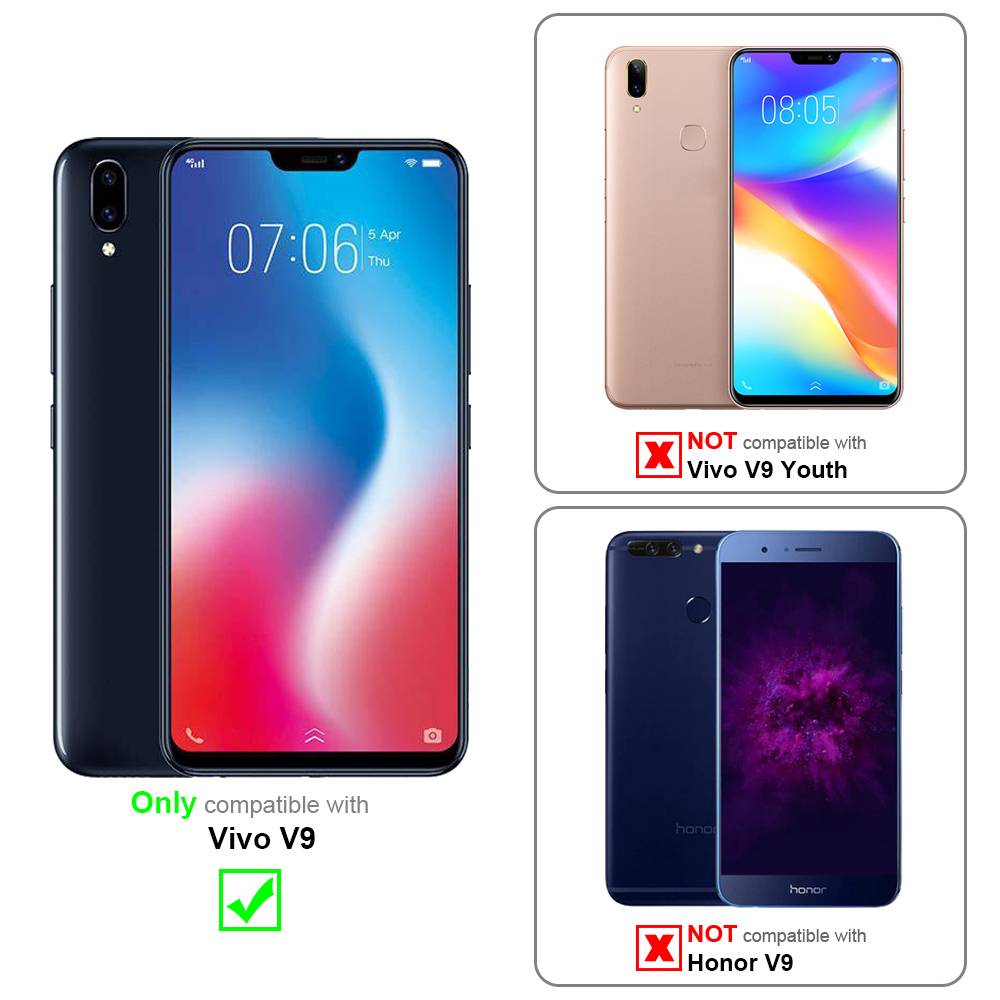 Cadorabo 3x Panzer Folie für Vivo V9 Schutzfolie in Transparent Folie Tempered Display-Schutzglas